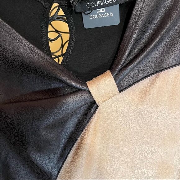 COURAGE.b BLACK/BEIGE FAUX LEATHER/SUEDE ROMATA DRESS S NWT - Picture 11 of 16